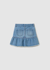 Ovs Denim Skirt With Flounce And Minnie Mouse Patch