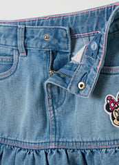 Ovs Denim Skirt With Flounce And Minnie Mouse Patch