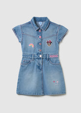 Ovs Denim Dress With Minnie Mouse Embroidery And Patch