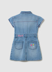 Ovs Denim Dress With Minnie Mouse Embroidery And Patch