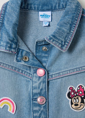 Ovs Denim Dress With Minnie Mouse Embroidery And Patch