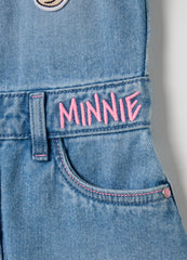 Ovs Denim Dress With Minnie Mouse Embroidery And Patch