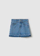 Ovs Denim Miniskirt With Stars Embroidery