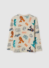 Ovs T-Shirt With Long Sleeves And All-Over Print