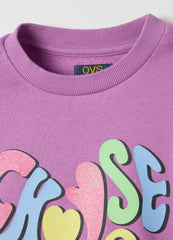 Ovs French Terry Sweatshirt With Glitter Print