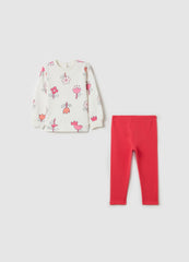 Ovs Cotton Jogging Set With Flowers Print