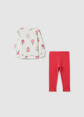 Ovs Cotton Jogging Set With Flowers Print