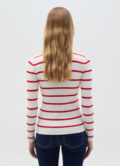 Ovs Flat Ribbed Top With Striped Pattern