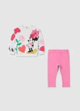Ovs Stretch Cotton Jogging Set With Minnie Mouse Print