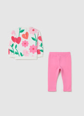 Ovs Stretch Cotton Jogging Set With Minnie Mouse Print