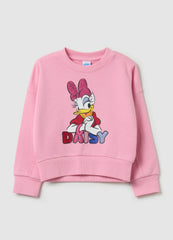 Ovs Cotton Sweatshirt With Diamantés And Daisy Duck Print