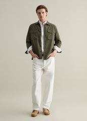 Ovs Solid Colour Shacket In Cotton