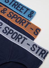 Ovs Three-Pack Stretch Cotton Briefs With Wording