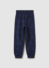 Ovs Cotton Joggers With Elasticated Trims And Print