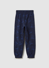 Ovs Cotton Joggers With Elasticated Trims And Print