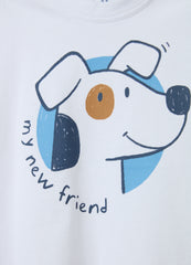 Ovs Cotton T-Shirt With ''My New Friend'' Puppy Print