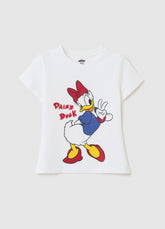 Ovs T-Shirt In Stretch Cotton With Diamanté And Daisy Duck Print