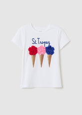 Ovs ''St. Tropez'' T-Shirt With Ice Cream Print And Appliqués