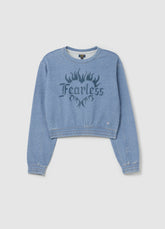Ovs Crop Sweatshirt With ''Fearless'' Heart Print