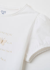 Ovs T-Shirt With Diamantés And Butterflies Application