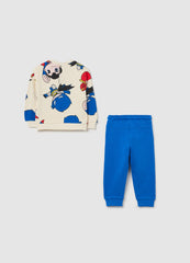 Ovs Cotton Jogging Set With Batman And Superman Print