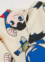 Ovs Cotton Jogging Set With Batman And Superman Print