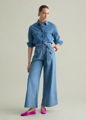 Ovs Fluid Trousers In Denim With Darts