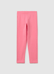 Ovs Stretch Cotton Leggings With Diamanté Motif