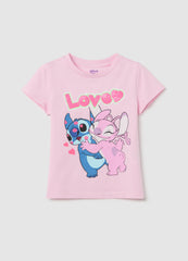 Ovs Cotton T-Shirt With Angel & Stitch Print