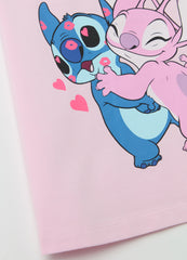 Ovs Cotton T-Shirt With Angel & Stitch Print