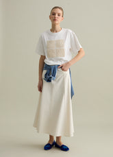 Ovs White Boxy Fit T-Shirt With Crochet Detail