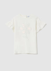Ovs T-Shirt With Flounce And Flower Application
