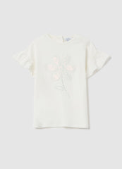 Ovs T-Shirt With Flounce And Flower Application