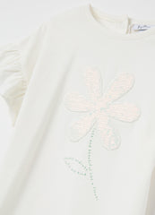 Ovs T-Shirt With Flounce And Flower Application