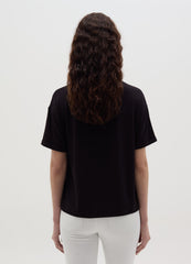 Ovs Black Short Sleeve Stretch Viscose T-Shirt