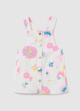 Ovs Denim Pinafore With Flowers Print