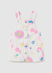 Ovs Denim Pinafore With Flowers Print