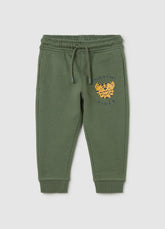 Ovs Cotton Joggers With Drawstring And Tiger Print