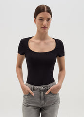 Ovs Solid Colour Bodysuit With Short Sleeves