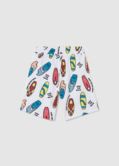 Ovs Cotton Bermuda Shorts With Drawstring And Print