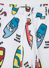 Ovs Cotton Bermuda Shorts With Drawstring And Print