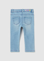 Ovs Jeans With Five Pockets And Hearts And Flowers Embroidery