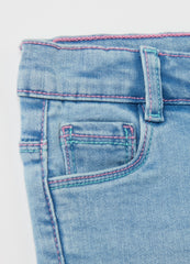 Ovs Jeans With Five Pockets And Hearts And Flowers Embroidery