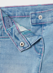 Ovs Jeans With Five Pockets And Hearts And Flowers Embroidery
