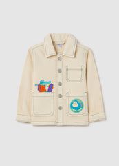 Ovs Cotton Shacket With Crocodile Embroidery