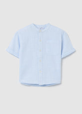 Ovs Cotton Shirt With Mandarin Collar And Pocket