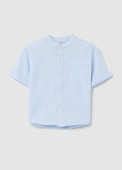 Ovs Cotton Shirt With Mandarin Collar And Pocket