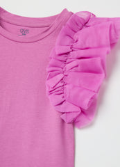 Ovs Cotton Jogging Set With Flounce And Print