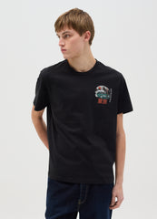 Ovs Black Short Sleeve T-Shirt With Print