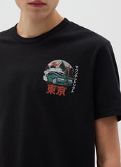 Ovs Black Short Sleeve T-Shirt With Print